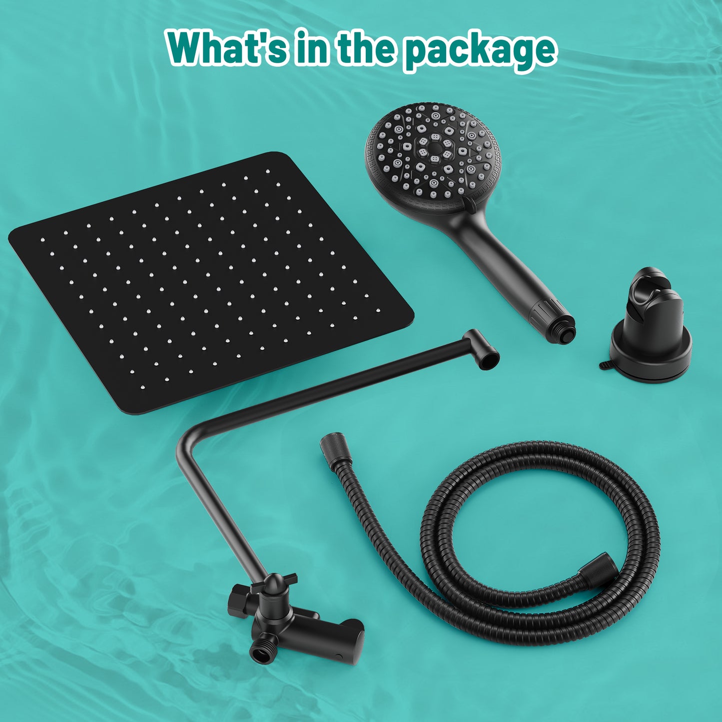 HoliSpa Shower Heads with Handheld Spray Combo, 10" Rain Shower Head with Handheld, 12" Extension Arm with 3-Way Diverter, Handheld Shower Head with Filter, 59" Stainless Steel Hose, Matte Black