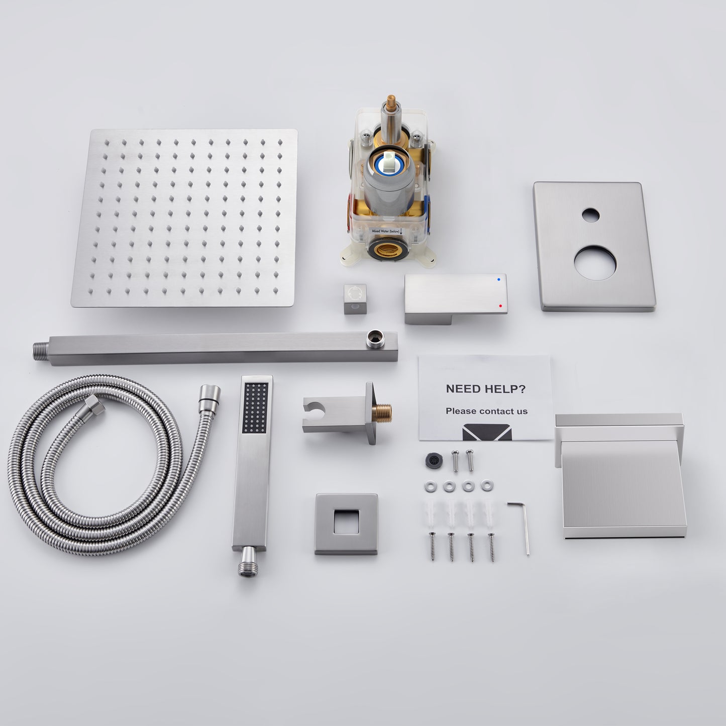 Holispa Shower System with Tub Spout, All Metal Tub Shower Faucet Set with 10” Rain Shower Head and Handheld Spray combo, Wall Mounted Tub Shower Systems with Valve and Trim Kit, Brushed Nickel