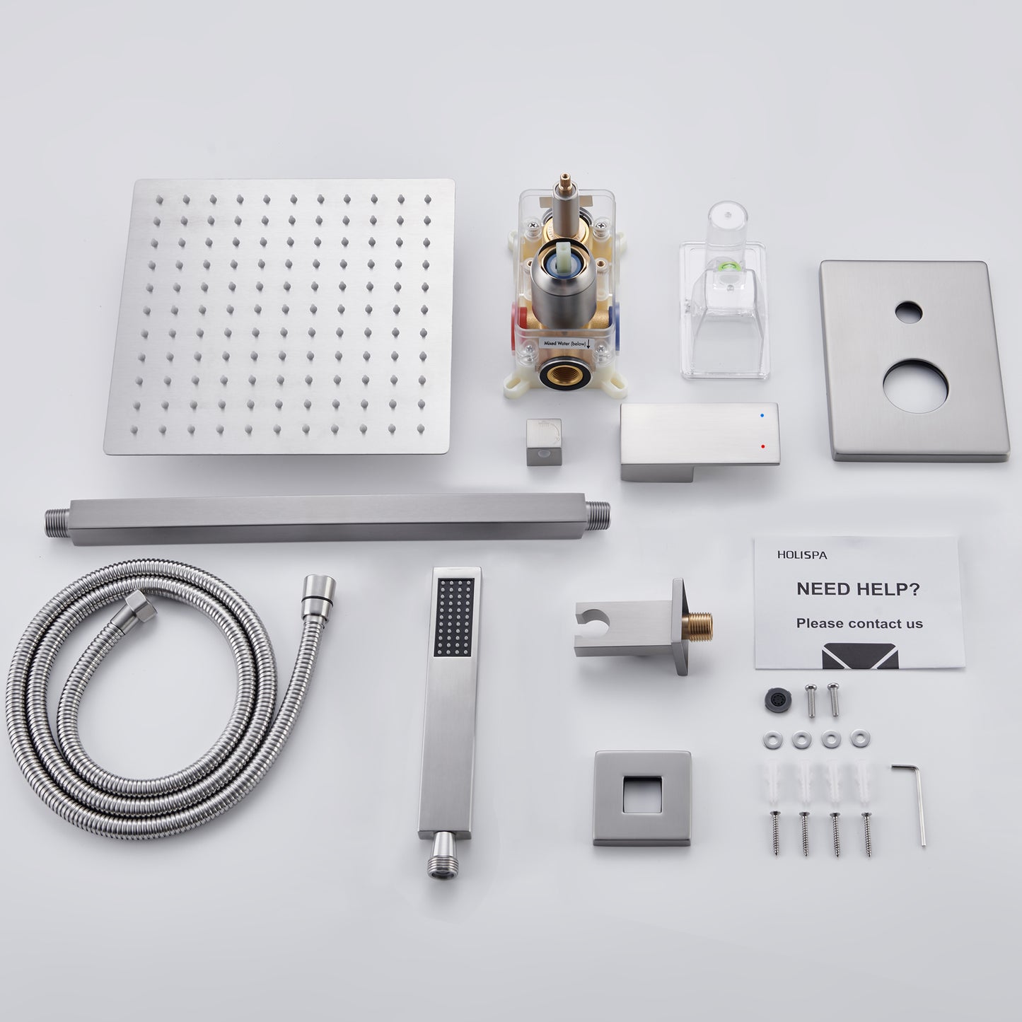 Shower Faucet Set, Shower System with 10-Inch Rain Shower Head and Handheld spray, High Pressure Ceiling Holispa Shower Head Set, Shower Combo Set with Shower Valve and Shower Trim, Brushed Nickel