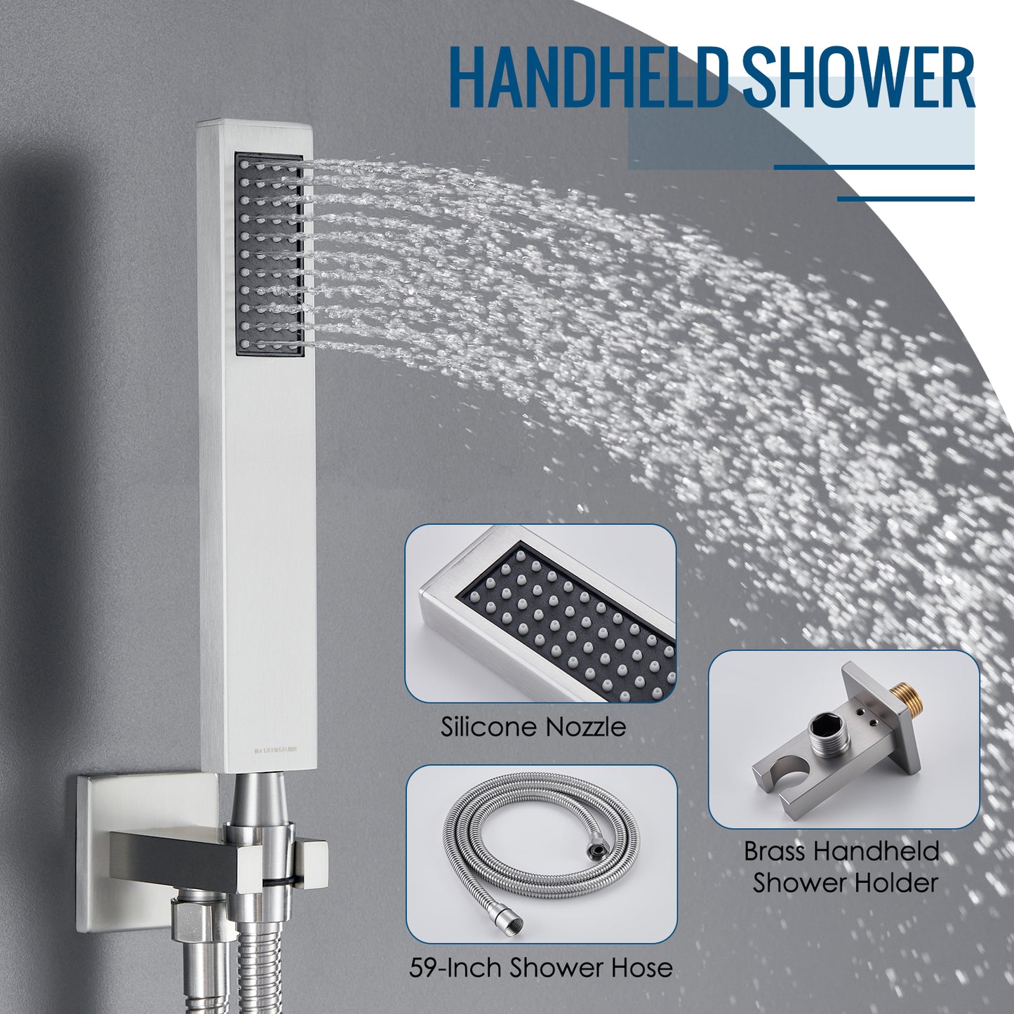 Royal Shower Head with Handheld Wall Mounted, Shower Faucets Sets Complete  Brushed Nickel with 10 Inches High Pressure Shower Head for Bathroom  Rough-in Valve Body and Trim Included