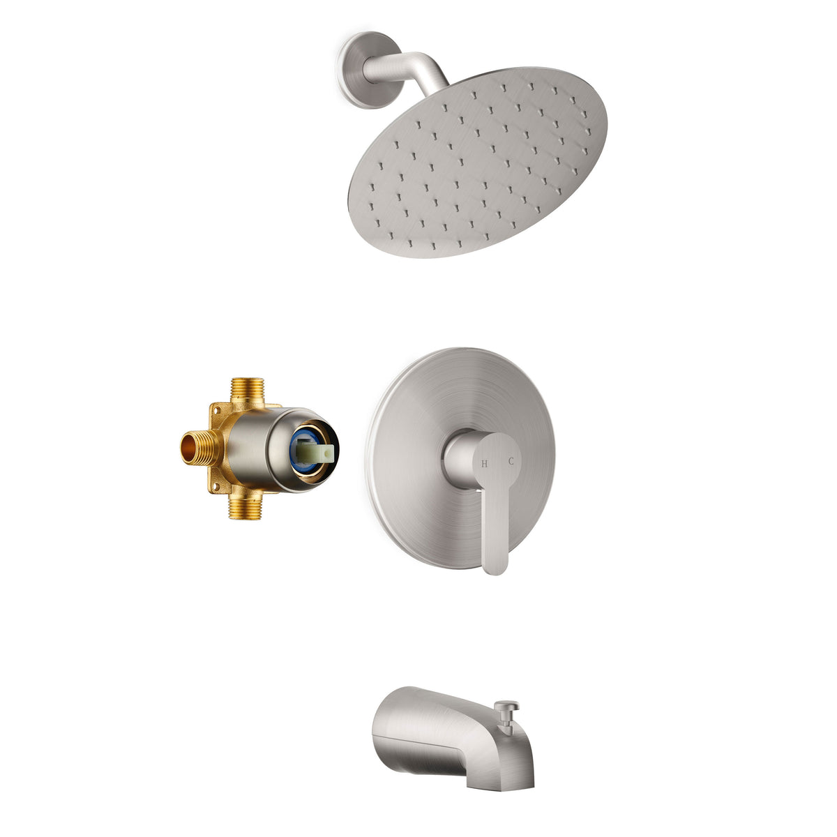 Lavatru Brushed Nickel Shower Faucet Set 8 Inch Rainfall Shower Head Lavatru Brushed Nickel Shower Faucet Set 8 Inch Rainfall Shower Head