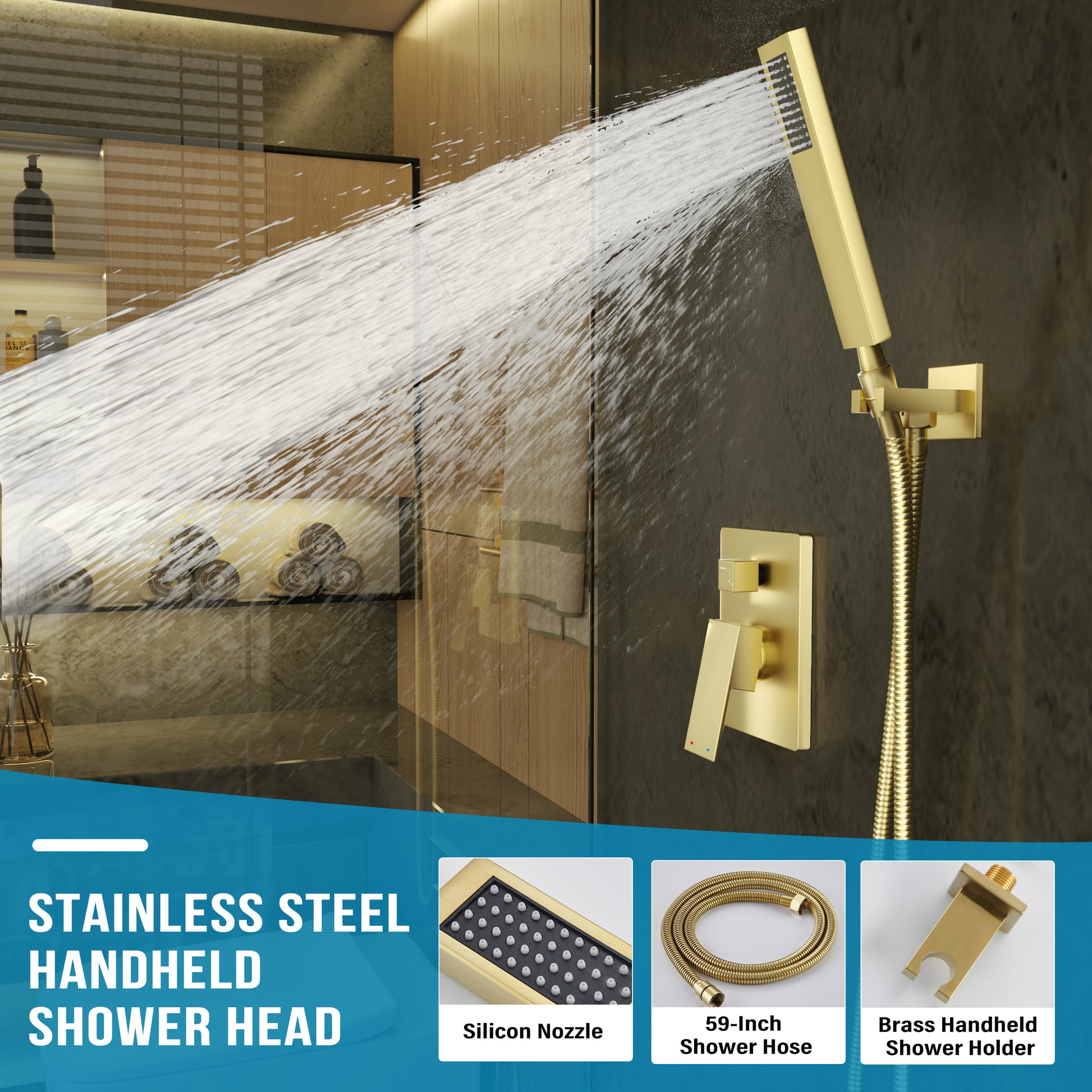 NERDON Shower System, 12 Inch Matte Black High Pressure Rain Shower Head  with Handheld, Wall Mounted Mixer Shower Combo Set, Bathroom Rainfall Shower  head Shower Faucet Brass Shower Valve and Trim 